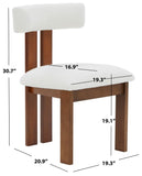 Safavieh Macey Boucle Dining Chair Ivory / Walnut SFV4859A