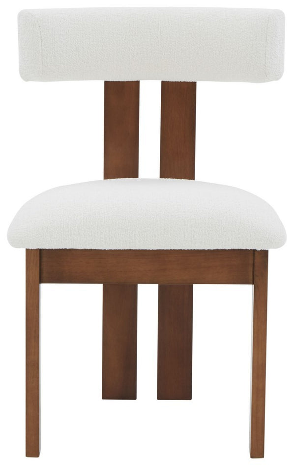 Safavieh Macey Boucle Dining Chair Ivory / Walnut SFV4859A