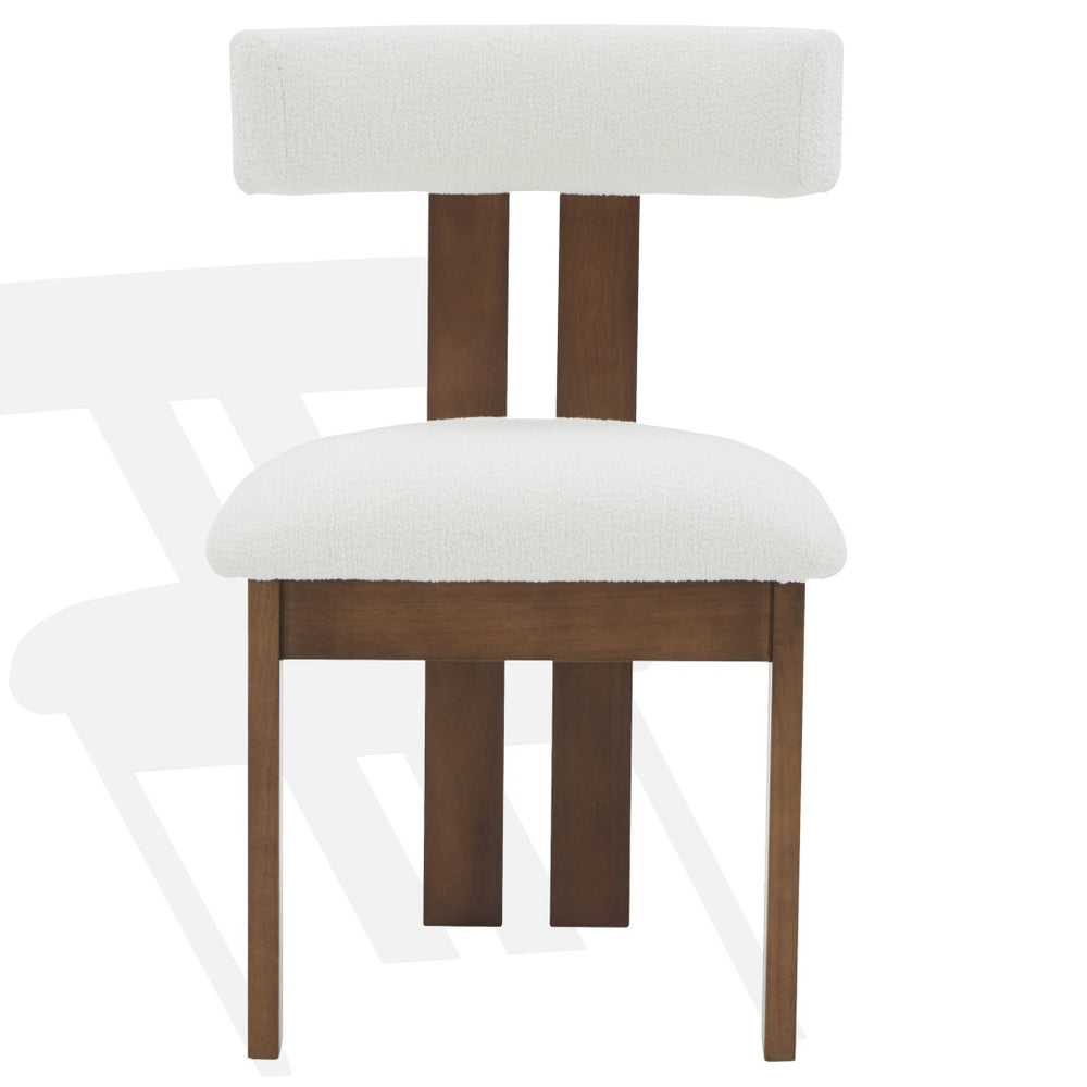 Safavieh MACEY Boucle Dining Chair - Elegant Ivory Upholstery with Warm Walnut Finish for Modern Spaces SFV4859A