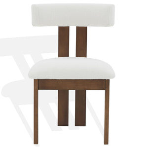 Safavieh MACEY Boucle Dining Chair - Elegant Ivory Upholstery with Warm Walnut Finish for Modern Spaces SFV4859A