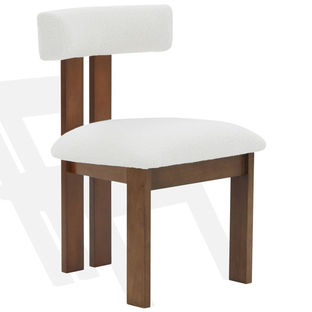 Safavieh MACEY Boucle Dining Chair - Elegant Ivory Upholstery with Warm Walnut Finish for Modern Spaces SFV4859A