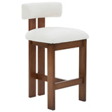 Safavieh Macey Boucle Counter Stool Ivory / Walnut SFV4860A