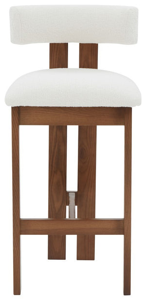 Safavieh Macey Boucle Barstool Ivory / Walnut SFV4861A