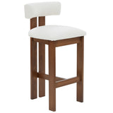 Safavieh Macey Boucle Barstool Ivory / Walnut SFV4861A