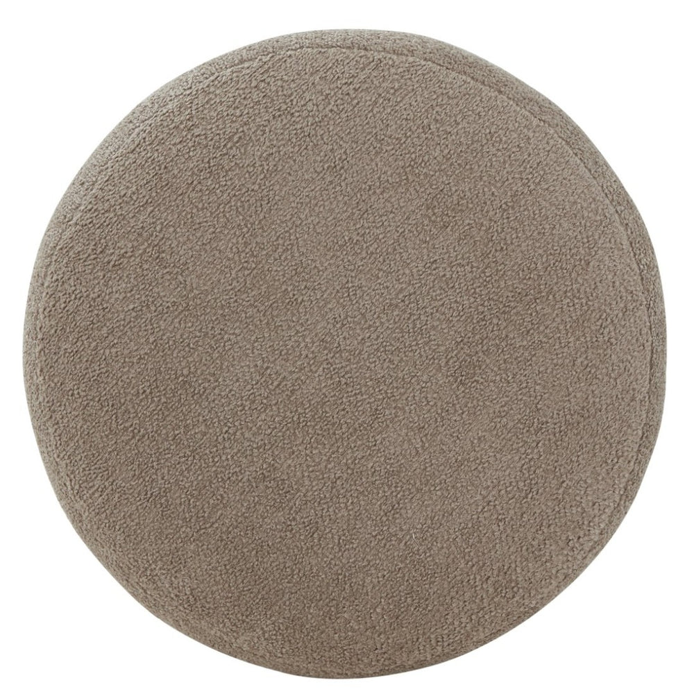 Safavieh NIKOLAS Round Boucle Ottoman - Cozy Contemporary Accent for Stylish Living Spaces & Compact Areas Light Brown / Natural SFV4862B