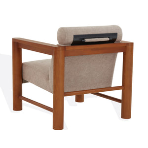 Safavieh Nikolas Boucle Accent Chair - Elegant Design With Oak Wood Frame For Luxurious Comfort In Your Home Light Brown ,Natural Wood ,Fabric ,Foam Sfv4863a