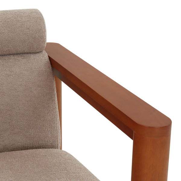 Safavieh Nikolas Boucle Accent Chair - Elegant Design With Oak Wood Frame For Luxurious Comfort In Your Home Light Brown ,Natural Wood ,Fabric ,Foam Sfv4863a