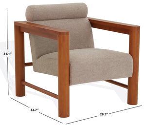 Safavieh Nikolas Boucle Accent Chair - Elegant Design With Oak Wood Frame For Luxurious Comfort In Your Home Light Brown ,Natural Wood ,Fabric ,Foam Sfv4863a