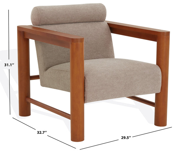 Safavieh Nikolas Boucle Accent Chair - Elegant Design With Oak Wood Frame For Luxurious Comfort In Your Home Light Brown ,Natural Wood ,Fabric ,Foam Sfv4863a