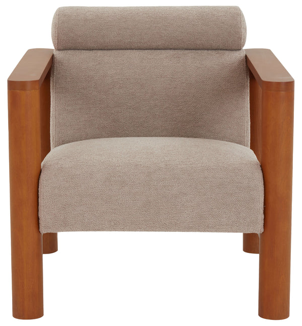 Safavieh Nikolas Boucle Accent Chair - Elegant Design With Oak Wood Frame For Luxurious Comfort In Your Home Light Brown ,Natural Wood ,Fabric ,Foam Sfv4863a