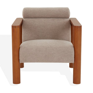 Safavieh Nikolas Boucle Accent Chair - Elegant Design With Oak Wood Frame For Luxurious Comfort In Your Home Light Brown ,Natural Wood ,Fabric ,Foam Sfv4863a
