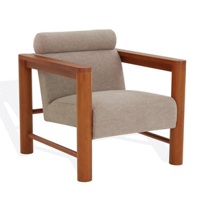 Safavieh Nikolas Boucle Accent Chair - Elegant Design With Oak Wood Frame For Luxurious Comfort In Your Home Light Brown ,Natural Wood ,Fabric ,Foam Sfv4863a