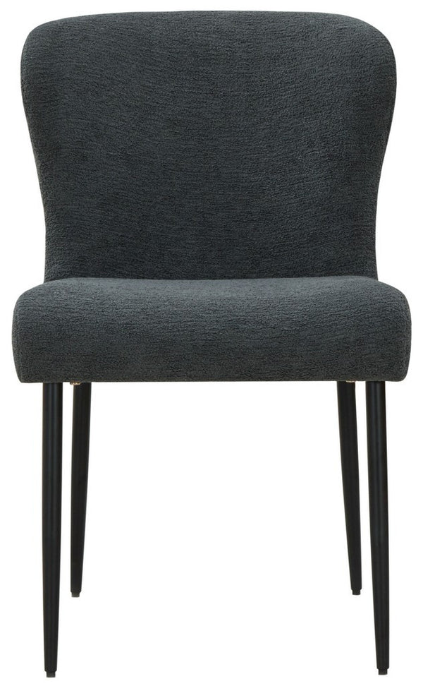 Safavieh Katlynn Boucle And Metal Legs Dining Chair Dark Grey / Black SFV4867D