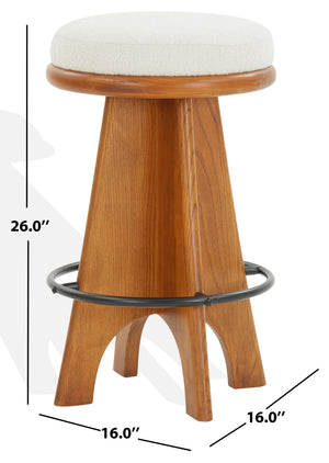 Safavieh Bellarita Round Swivel Counter Stool - Rustic Charm Meets Modern Design For Stylish Home Decor Ivory ,Walnut Wood ,Metal ,Fabric ,Foam Sfv4868a