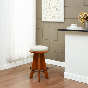 Safavieh Bellarita Round Swivel Counter Stool - Rustic Charm Meets Modern Design For Stylish Home Decor Ivory ,Walnut Wood ,Metal ,Fabric ,Foam Sfv4868a