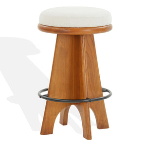 Safavieh Bellarita Round Swivel Counter Stool - Rustic Charm Meets Modern Design For Stylish Home Decor Ivory ,Walnut Wood ,Metal ,Fabric ,Foam Sfv4868a