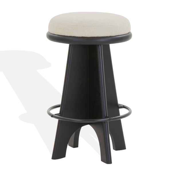 Safavieh Bellarita Round Swivel Counter Stool - Rustic Charm Meets Modern Design For Stylish Home Decor Ivory ,Black Wood ,Metal ,Fabric ,Foam Sfv4868b