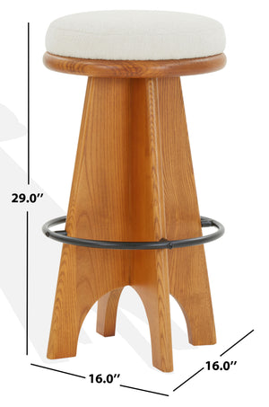 Safavieh Bellarita Round Swivel Counter Stool - Rustic Charm Meets Modern Design For Stylish Home Decor Ivory ,Walnut Wood ,Metal ,Fabric ,Foam Sfv4869a