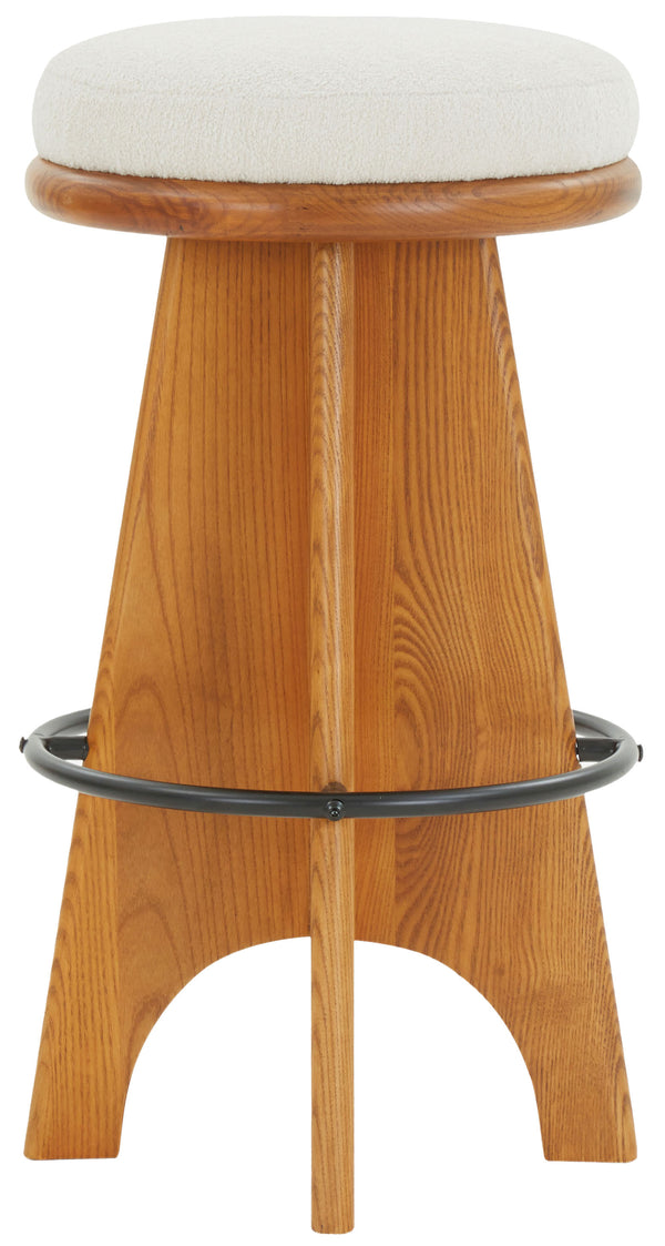 Safavieh Bellarita Round Swivel Counter Stool - Rustic Charm Meets Modern Design For Stylish Home Decor Ivory ,Walnut Wood ,Metal ,Fabric ,Foam Sfv4869a