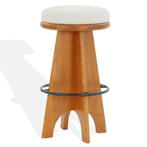 Safavieh Bellarita Round Swivel Counter Stool - Rustic Charm Meets Modern Design For Stylish Home Decor Ivory ,Walnut Wood ,Metal ,Fabric ,Foam Sfv4869a