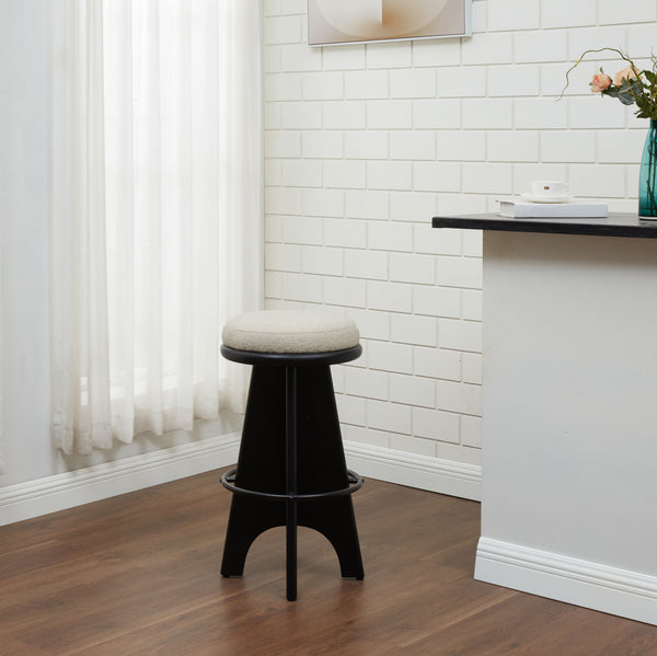 Safavieh Bellarita Round Swivel Counter Stool - Rustic Charm Meets Modern Design For Stylish Home Decor Ivory ,Black Wood ,Metal ,Fabric ,Foam Sfv4869b