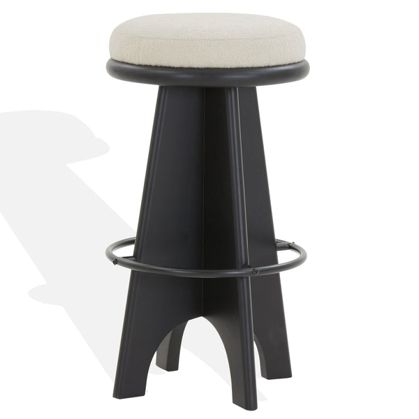 Safavieh Bellarita Round Swivel Counter Stool - Rustic Charm Meets Modern Design For Stylish Home Decor Ivory ,Black Wood ,Metal ,Fabric ,Foam Sfv4869b