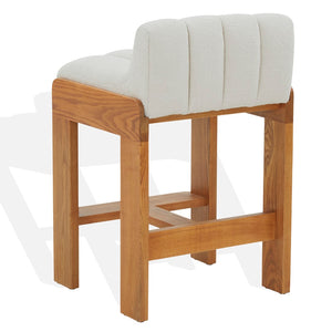 Safavieh Delphini Boucle Counter Stool Ivory / Walnut SFV4870A