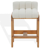 Safavieh Delphini Boucle Counter Stool Ivory / Walnut SFV4870A