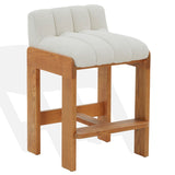 Safavieh Delphini Boucle Counter Stool Ivory / Walnut SFV4870A