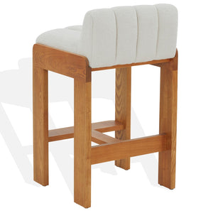 Safavieh Delphini Boucle Barstool Ivory / Walnut SFV4871A