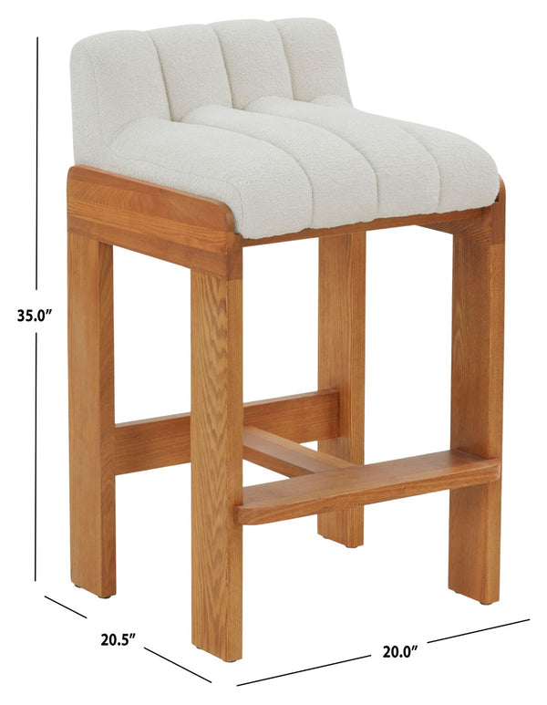 Safavieh Delphini Boucle Barstool Ivory / Walnut SFV4871A