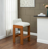 Safavieh Delphini Boucle Barstool Ivory / Walnut SFV4871A