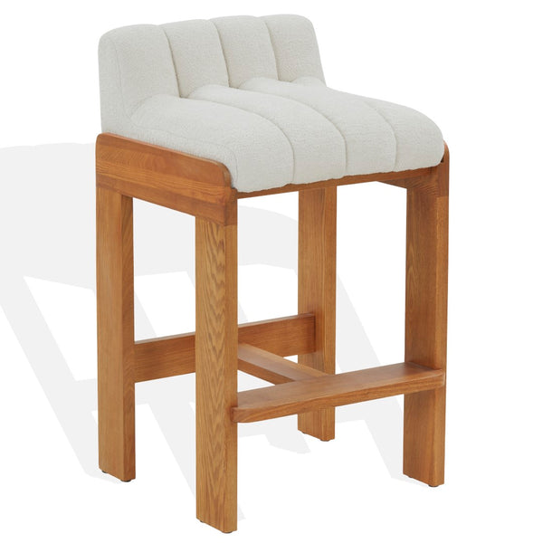 Safavieh Delphini Boucle Barstool Ivory / Walnut SFV4871A