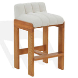 Safavieh Delphini Boucle Barstool Ivory / Walnut SFV4871A