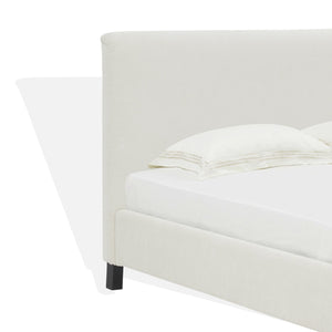 Safavieh Finney Upholstered Bed: Embrace Luxury And Comfort With A Stylish Centerpiece For Your Modern Bedroom Cream Wood ,Fabric ,Foam Sfv4872a-k-2bx