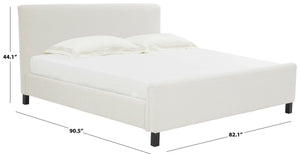 Safavieh Finney Upholstered Bed: Embrace Luxury And Comfort With A Stylish Centerpiece For Your Modern Bedroom Cream Wood ,Fabric ,Foam Sfv4872a-k-2bx