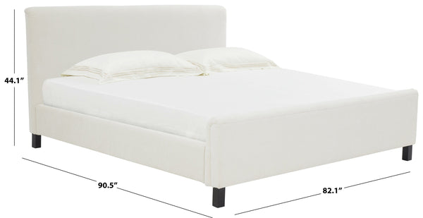 Safavieh Finney Upholstered Bed: Embrace Luxury And Comfort With A Stylish Centerpiece For Your Modern Bedroom Cream Wood ,Fabric ,Foam Sfv4872a-k-2bx