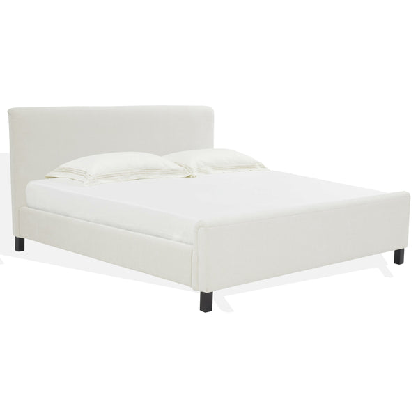 Safavieh Finney Upholstered Bed: Embrace Luxury And Comfort With A Stylish Centerpiece For Your Modern Bedroom Cream Wood ,Fabric ,Foam Sfv4872a-k-2bx