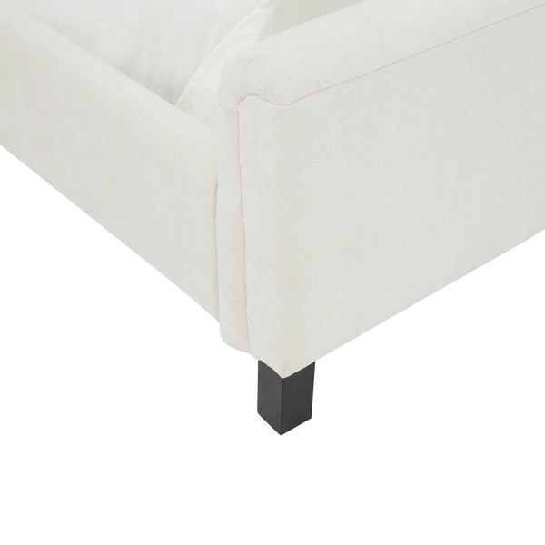 Safavieh Finney Upholstered Bed: Embrace Luxury And Comfort With A Stylish Centerpiece For Your Modern Bedroom Cream Wood ,Fabric ,Foam Sfv4872a-q-2bx