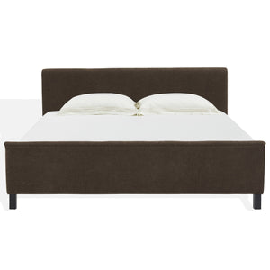 Safavieh Finney Upholstered Bed: Embrace Luxury And Comfort With A Stylish Centerpiece For Your Modern Bedroom Dark Brown Wood ,Fabric ,Foam Sfv4872b-k-2bx