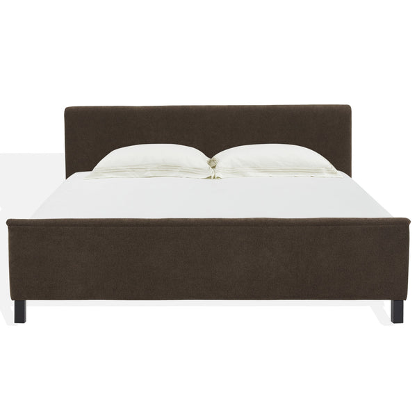 Safavieh Finney Upholstered Bed: Embrace Luxury And Comfort With A Stylish Centerpiece For Your Modern Bedroom Dark Brown Wood ,Fabric ,Foam Sfv4872b-k-2bx