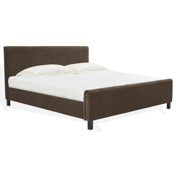 Safavieh Finney Upholstered Bed: Embrace Luxury And Comfort With A Stylish Centerpiece For Your Modern Bedroom Dark Brown Wood ,Fabric ,Foam Sfv4872b-k-2bx