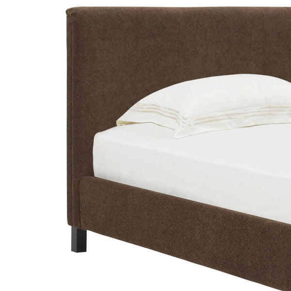 Safavieh Finney Upholstered Bed: Embrace Luxury And Comfort With A Stylish Centerpiece For Your Modern Bedroom Dark Brown Wood ,Fabric ,Foam Sfv4872b-q-2bx