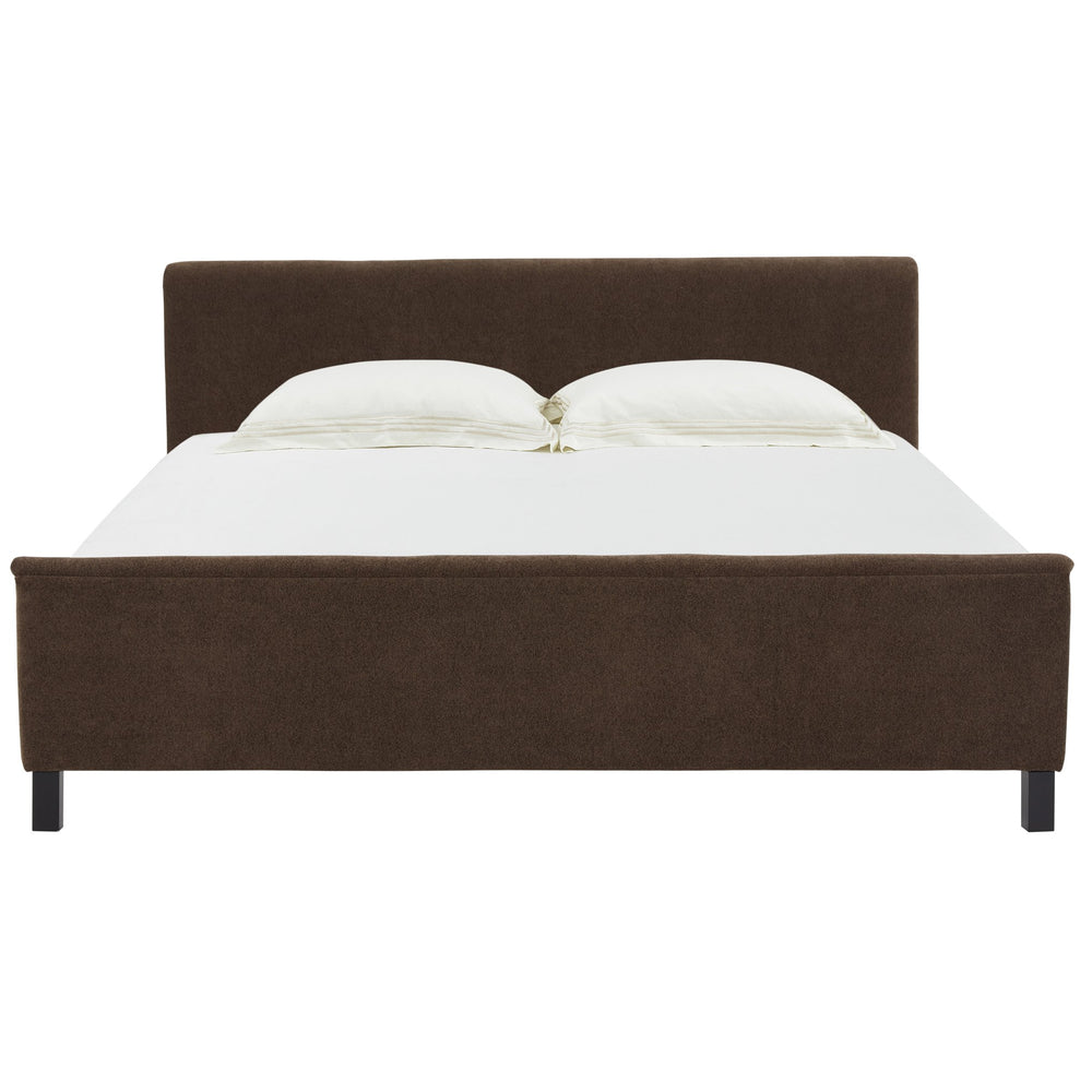 Safavieh Finney Upholstered Bed: Embrace Luxury And Comfort With A Stylish Centerpiece For Your Modern Bedroom Dark Brown Wood ,Fabric ,Foam Sfv4872b-q-2bx