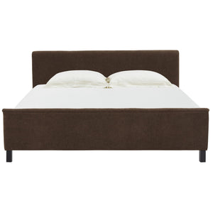 Safavieh Finney Upholstered Bed: Embrace Luxury And Comfort With A Stylish Centerpiece For Your Modern Bedroom Dark Brown Wood ,Fabric ,Foam Sfv4872b-q-2bx