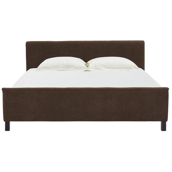Safavieh Finney Upholstered Bed: Embrace Luxury And Comfort With A Stylish Centerpiece For Your Modern Bedroom Dark Brown Wood ,Fabric ,Foam Sfv4872b-q-2bx