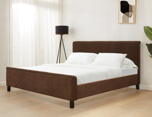 Safavieh Finney Upholstered Bed: Embrace Luxury And Comfort With A Stylish Centerpiece For Your Modern Bedroom Dark Brown Wood ,Fabric ,Foam Sfv4872b-q-2bx