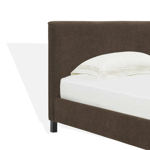 Safavieh Finney Upholstered Bed: Embrace Luxury And Comfort With A Stylish Centerpiece For Your Modern Bedroom Dark Brown Wood ,Fabric ,Foam Sfv4872b-q-2bx