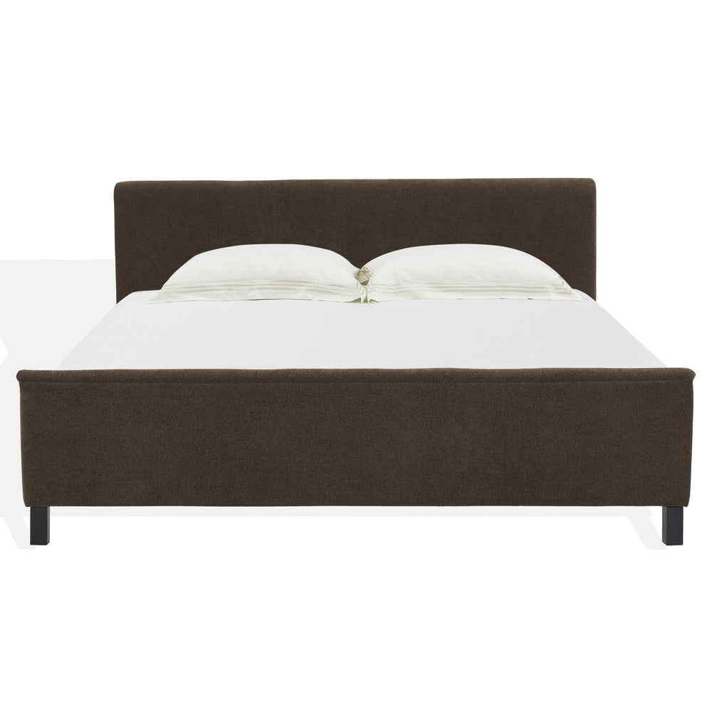 Safavieh Finney Upholstered Bed: Embrace Luxury And Comfort With A Stylish Centerpiece For Your Modern Bedroom Dark Brown Wood ,Fabric ,Foam Sfv4872b-q-2bx