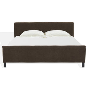 Safavieh Finney Upholstered Bed: Embrace Luxury And Comfort With A Stylish Centerpiece For Your Modern Bedroom Dark Brown Wood ,Fabric ,Foam Sfv4872b-q-2bx
